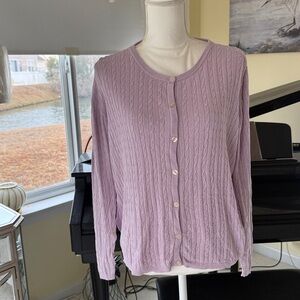 Lavender Silk button down lightweight rib knit women cardigan spring summer